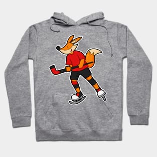 Fox at Ice hockey with Ice hockey stick Hoodie